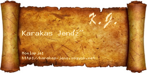 Karakas Jenő névjegykártya