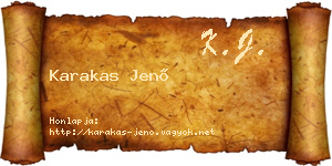 Karakas Jenő névjegykártya
